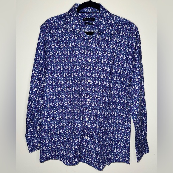 Tommy Hilfiger Other - Tommy Hilfiger TH Flex Supima Slim Fit Stretch Navy Floral Button-Down Shirt
